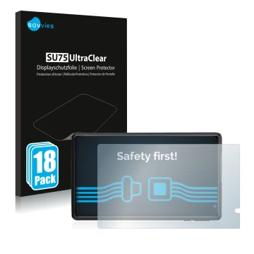 Front side of a product packaging with the brand logo Savvies. Next to it is the device Pritom L8 shown with the corresponding