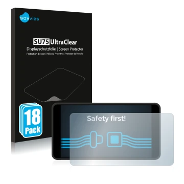 Front side of a product packaging with the brand logo Savvies. Next to it is the device Portkeys PT5 II shown with the corresp