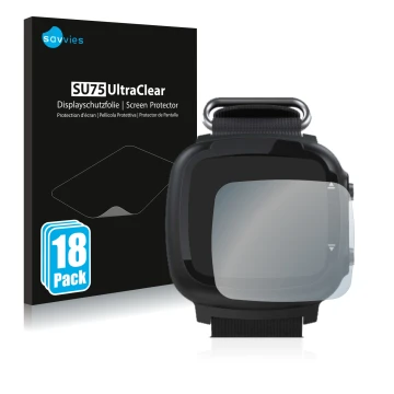 Front side of a product packaging with the brand logo Savvies. Next to it is the device Aqualung i330r shown with the correspo