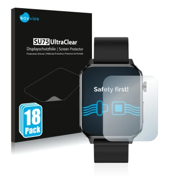 Front side of a product packaging with the brand logo Savvies. Next to it is the device Kardena CARE Plus shown with the corre