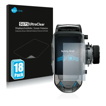 Front side of a product packaging with the brand logo Savvies. Next to it is the device Futaba 10PX shown with the correspondi