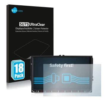 Front side of a product packaging with the brand logo Savvies. Next to it is the device M.I.C. AV9V2 shown with the correspond
