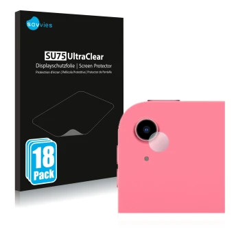 Front side of a product packaging with the brand logo Savvies. Next to it is the device Apple iPad 10.9