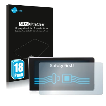 Front side of a product packaging with the brand logo Savvies. Next to it is the device Audi A4 B9 2016 shown with the corresp