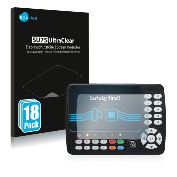 Front side of a product packaging with the brand logo Savvies. Next to it is the device Satlink ST-5150 DVB-S/S2/T/T2/C shown 