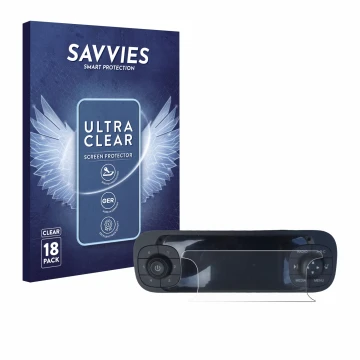 Front side of a product packaging with the brand logo Savvies. Next to it is the device Fiat Panda 2019 shown with the corresp