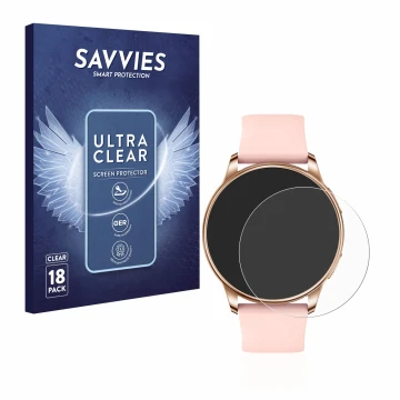 Front side of a product packaging with the brand logo Savvies. Next to it is the device Levowatch F2 shown with the correspond