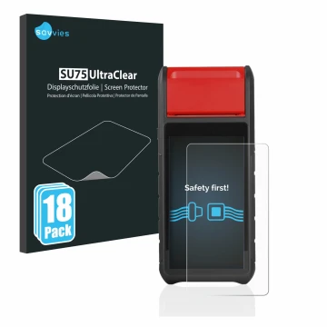 Front side of a product packaging with the brand logo Savvies. Next to it is the device Autel MaxiBAS BT608 shown with the cor