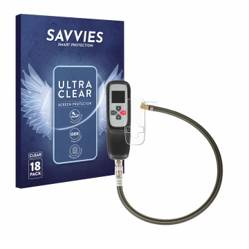 Front side of a product packaging with the brand logo Savvies. Next to it is the device Bartec TAP 100 /200 shown with the cor
