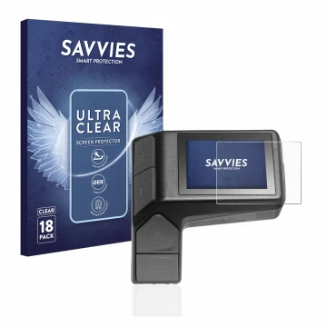 Front side of a product packaging with the brand logo Savvies. Next to it is the device Giant Ridecontrol Dash 2 in 1 shown wi