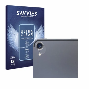 Front side of a product packaging with the brand logo Savvies. Next to it is the device Apple iPad Pro 12.9