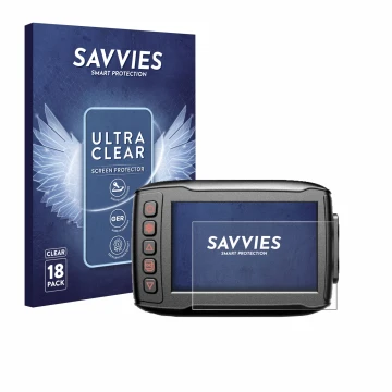 Front side of a product packaging with the brand logo Savvies. Next to it is the device Blueskysea DV999 shown with the corres