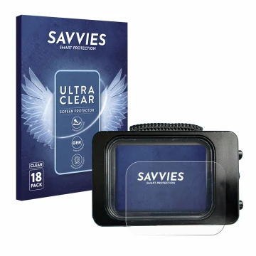 Front side of a product packaging with the brand logo Savvies. Next to it is the device Divesoft Freedom dive computer shown w