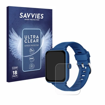 Front side of a product packaging with the brand logo Savvies. Next to it is the device Biggerfive BW01 1.5