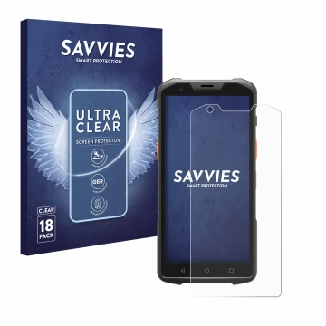 Front side of a product packaging with the brand logo Savvies. Next to it is the device Sunmi L2s shown with the corresponding