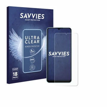 Front side of a product packaging with the brand logo Savvies. Next to it is the device Oppo A78 5G shown with the correspondi