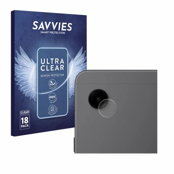 Front side of a product packaging with the brand logo Savvies. Next to it is the device Samsung Galaxy Tab A9 WiFi (ONLY Camer