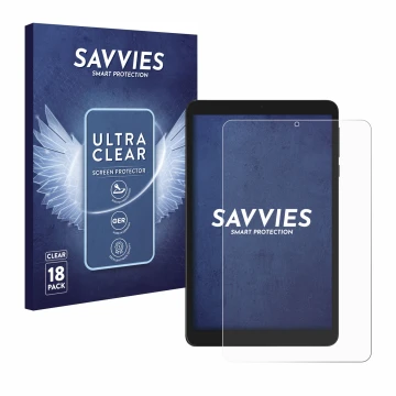 Front side of a product packaging with the brand logo Savvies. Next to it is the device Doogee T20 Mini shown with the corresp