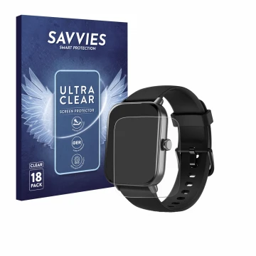 Front side of a product packaging with the brand logo Savvies. Next to it is the device Yoever IDW19 1.8