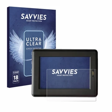 Front side of a product packaging with the brand logo Savvies. Next to it is the device XC Tracer Maxx II shown with the corre