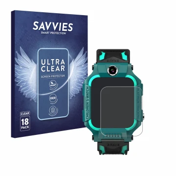 Front side of a product packaging with the brand logo Savvies. Next to it is the device Retoo Smartwatch 1.44