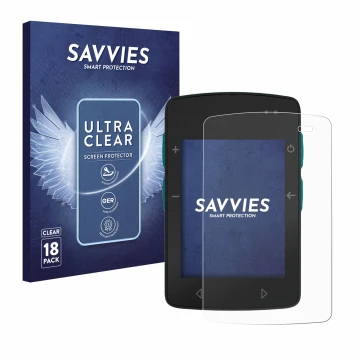 Front side of a product packaging with the brand logo Savvies. Next to it is the device TwoNav Roc shown with the correspondin