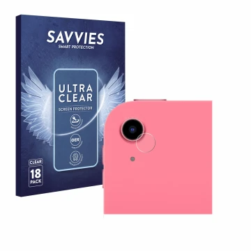 Front side of a product packaging with the brand logo Savvies. Next to it is the device Apple iPad 10.9