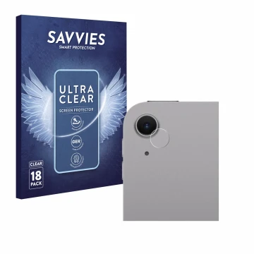 Front side of a product packaging with the brand logo Savvies. Next to it is the device Apple iPad Air 11