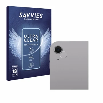 Front side of a product packaging with the brand logo Savvies. Next to it is the device Apple iPad Air 13