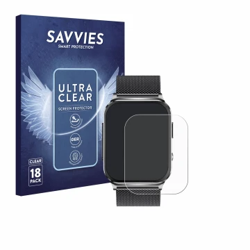 Front side of a product packaging with the brand logo Savvies. Next to it is the device Kardena Care Pro 2 (rectangular) shown