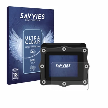 Front side of a product packaging with the brand logo Savvies. Next to it is the device Shearwater Perdix dive computer shown 