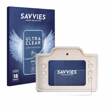 Front side of a product packaging with the brand logo Savvies. Next to it is the device Hoppstar Expert Laurel shown with the 