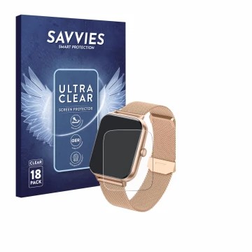 Front side of a product packaging with the brand logo Savvies. Next to it is the device Ruxingx T6 1.83