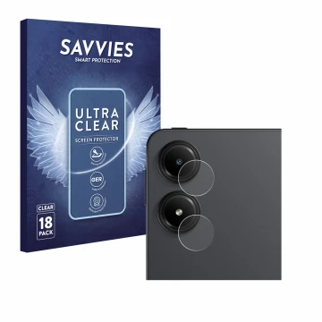 Front side of a product packaging with the brand logo Savvies. Next to it is the device Xiaomi Redmi Pad Pro 5G (ONLY Camera L