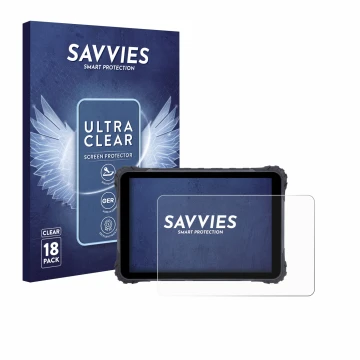 Front side of a product packaging with the brand logo Savvies. Next to it is the device Topicon MDT865 shown with the correspo