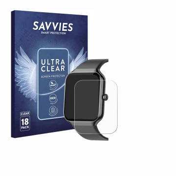 Front side of a product packaging with the brand logo Savvies. Next to it is the device Jugeman P99 1.96