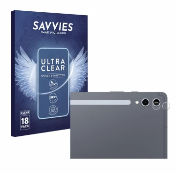 Front side of a product packaging with the brand logo Savvies. Next to it is the device Samsung Galaxy Tab S10 Ultra WiFi (ONL