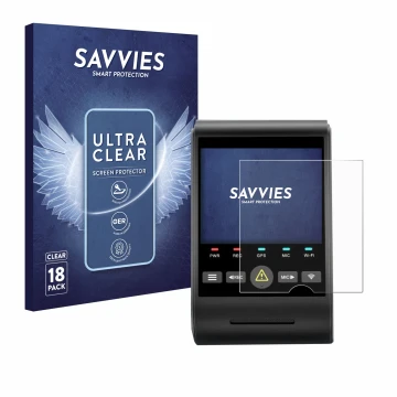 Front side of a product packaging with the brand logo Savvies. Next to it is the device VIOFO A229 PRO shown with the correspo