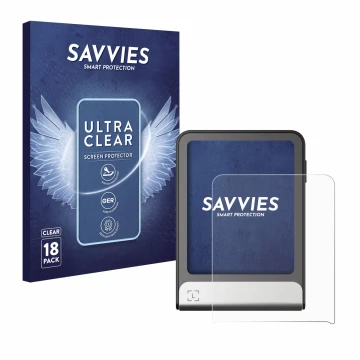 Front side of a product packaging with the brand logo Savvies. Next to it is the device Ledger Flex shown with the correspondi