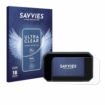 Front side of a product packaging with the brand logo Savvies. Next to it is the device Suzuki GSX-8S 2024 shown with the corr