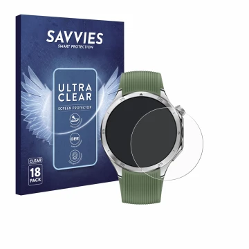 Front side of a product packaging with the brand logo Savvies. Next to it is the device OnePlus Watch 3 shown with the corresp