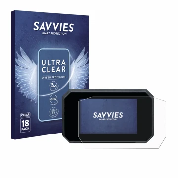 Front side of a product packaging with the brand logo Savvies. Next to it is the device Suzuki GSX-S1000GT 6.5
