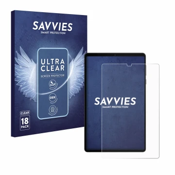 Front side of a product packaging with the brand logo Savvies. Next to it is the device Lenovo Legion Tab Gen 3 shown with the