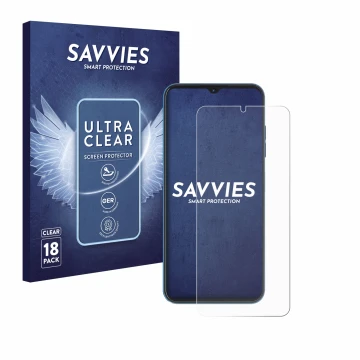 Front side of a product packaging with the brand logo Savvies. Next to it is the device Hotwav Note 13 Pro shown with the corr