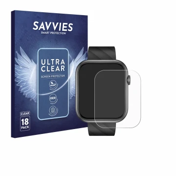 Front side of a product packaging with the brand logo Savvies. Next to it is the device Braidol Smartwatch 1.96