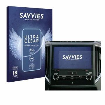 Front side of a product packaging with the brand logo Savvies. Next to it is the device Subaru Forester 2022-2024 8