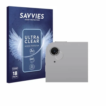 Front side of a product packaging with the brand logo Savvies. Next to it is the device Apple iPad Air 11