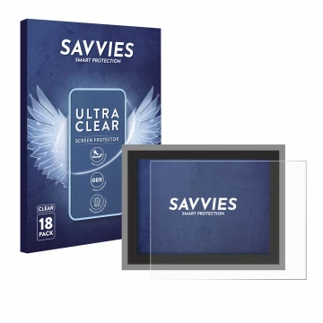 Front side of a product packaging with the brand logo Savvies. Next to it is the device Megger MFT-X1 shown with the correspon