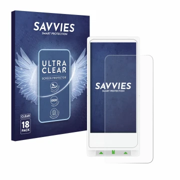 Front side of a product packaging with the brand logo Savvies. Next to it is the device Clover Flex shown with the correspondi