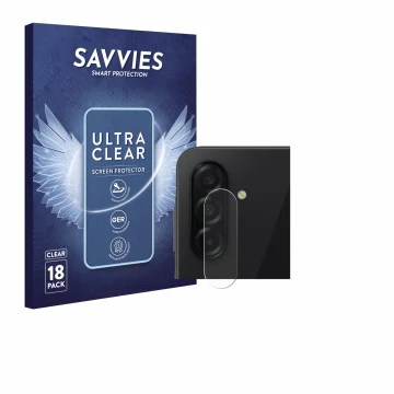 Front side of a product packaging with the brand logo Savvies. Next to it is the device Samsung Galaxy A26 5G Enterprise Editi